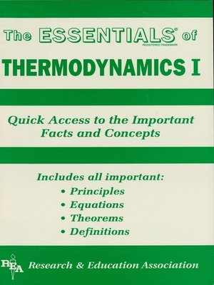 cover image of Thermodynamics I Essentials